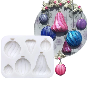 Bauble Swirl Pasirinkimas Kalėdinės silikoninės formos Sugarcraft keksiukai Kepimo formos Fondant tortų dekoravimo įrankiai