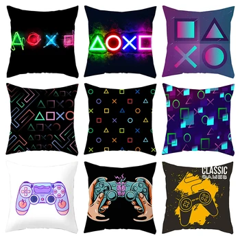 45x45cm TV žaidimų gerbėjų stiliaus kvadratinis pagalvės užvalkalas Namų dekoro pagalvėlės dangtelis Anime Naujo dizaino žaidėjas žaisti Gamepad Spausdinta pagalvė