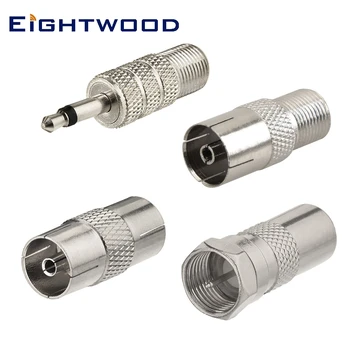 Eightwood F Type to TV Male Female to 3.5mm RF koaksialinės jungties adapterio rinkinys (4-Pack) AM FM radijui ir stereo imtuvui