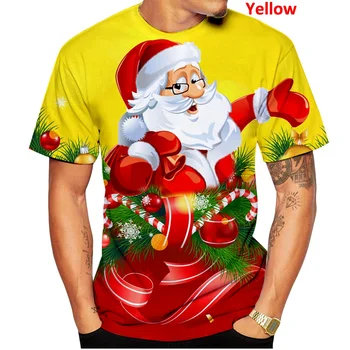 2022 Kalėdiniai marškiniai Casual 3D Spausdinti populiarūs marškinėliai Vyrų asmenybė Trumpomis rankovėmis Apvaliu kaklu Spausdinti kalėdiniai marškinėliai