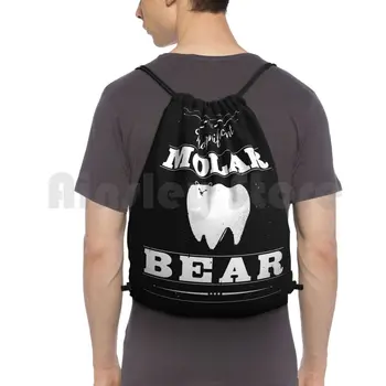 Molar Bear-Gentlemen'S Edition kuprinės krepšiai su raišteliais Gimnastikos krepšys Neperšlampamas molinis lokys Baltasis lokys Mielas Dantis Dantys Odontologas