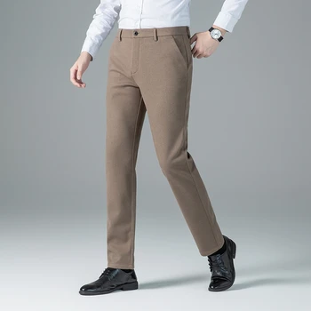 Winter Men Business Casual Suit Pant, Black, Grey Khaki kelnės, antibakterinė izoliacija ir antistatinis spandekso audinys: patogūs drabužiai