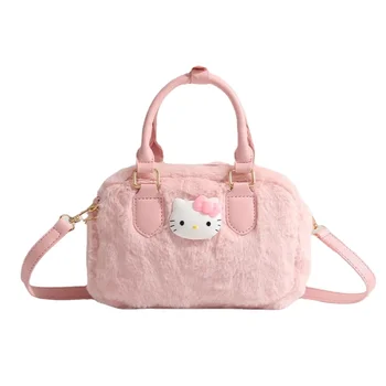MINISO Plush Hello Kitty rankinė moterims Fashion Trend Luxury Brand Designer Pink Crossbody krepšys su užtrauktuku pečių dirželiu
