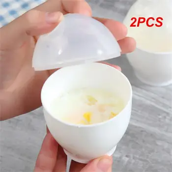 2PCS Nauja sveika mikrobangų kiaušinių viryklė Katilų gamintojas Mini nešiojamas greito kiaušinių virimo puodelis Garinti virtuvės įrankiai pusryčiams