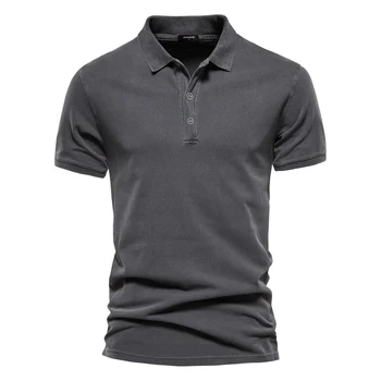 Fashion Vyriški aukštos kokybės 100% medvilniniai vienspalviai vintažiniai polo marškinėliai Laisvalaikio marškinėliai trumpomis rankovėmis Polos marškinėliai vyrams Camisas