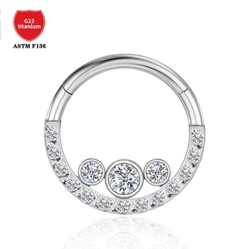 ASTM G23 Titanium Nose Ring Helix Piercing Nez Nariz Pircing Septum Zircon Tragus Stud Clicker Goth Sexy Women jewelry