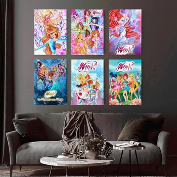 W-Winx Animacinių filmų klubai Plakatas Pagrindinis Biuro studija Sieninis miegamasis Svetainė Virtuvės dekoravimo tapyba