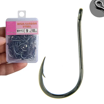 100vnt / Box Circle Karpių akių žvejybos kabliuko dydis 2-22# Žiedinė akis Japonija Fishhooks Žvejybos kabliukai Single Jig Fish Hook Tackle