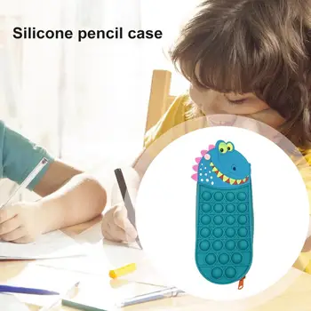 Streso malšinimo pieštuko dėklas Patvarus linksmas animacinių filmų silikoninių pieštukų dėklai Streso malšinimo kanceliarinės prekės Maišelis vaikams pradinukams