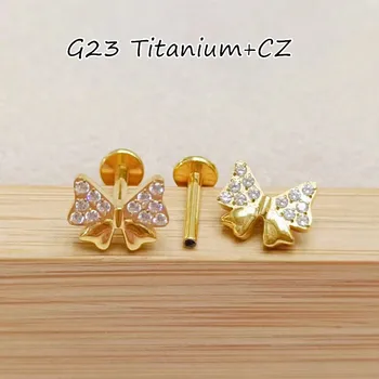 10vnt Kūno papuošalai 16G CZ G23 Titanium Knot Shine Lip Labret Bar Ear Helix Tragus Rook Bar Stud Body Piercing Jewelry NEW