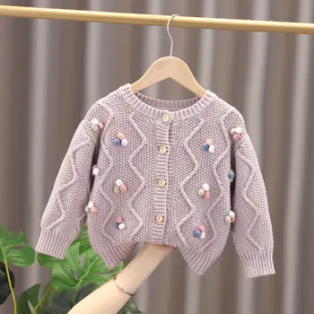 Kids Baby Autumn Winter Girls Full Sleeve Single-breed Top Outwear Toddler Children Knitting Clothes Flocking Sweater 2 9 10T