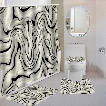 Neperšlampamas dušo užuolaidų komplektas su 12 kabliukų Tualeto užvalkalai Sėdynių vonios kilimėliai vonios kambariui Neslidus kilimas Užuolaida langams