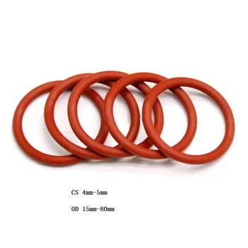 O žiedo sandariklio tarpiklio storis CS 4-5mm OD 15-80、45mm raudono silicio sandarinimo žiedas atsparus vandeniui aukštas atsparumas temperatūrai