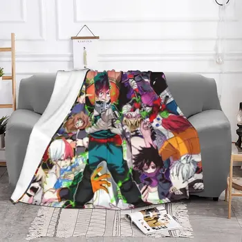 My Hero Academia Blankets Anti Pilling Fleece Spring Autumn Manga Portable Super Warm Throw Blankets for Sofa Car Kilimėlis