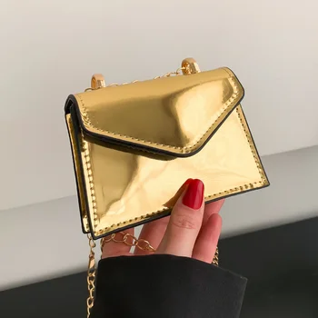 Ins Laser Square Fashion Mini rankinės Moteriški PVC krepšiai per petį Krepšys su metaline grandine apie 116cm lūpų dažai raktai servetėlės Įvairūs organizatoriai