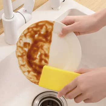 Nesubraižytas kempinės valymo šepetys didelės spartos atšokimas geltona/rožinė/pilka valymo kempinė švariai virtuvei vonios kambario buityje