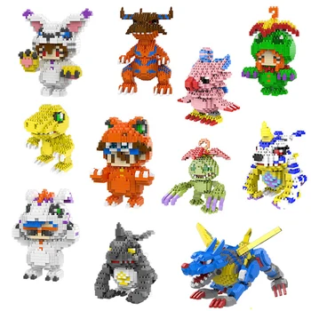 Digital Monster Agumon Gabumon Mini statybiniai blokai Piyomon Greymon Pasidaryk pats mikro kaladėlių Tentomon Gomamon figūrėlės Žaislai vaikams Dovana