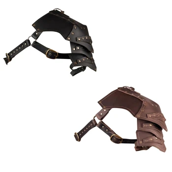 Vikinges Faux Leather Single Pauldron Shoulder Retro Medieval Knight Shoulder for LARP/Cosplay