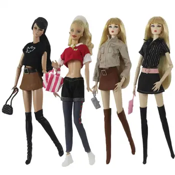 Multi-styles Dolls Dress Fashion Wear PU odinė striukė Coat for 1/6 BJD Dolls Handmade Girl Clothes For 30cm Doll Accessories