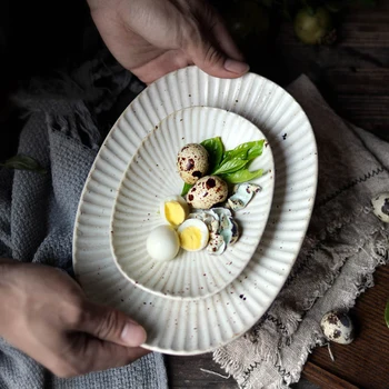 KINGLANG 1vnt Jingdezhen rankų darbo keramikos ovali lėkštė kūrybiniai indai namų patiekalai širdies lėkštė žuvies lėkštė padažas lėkštė vaisių