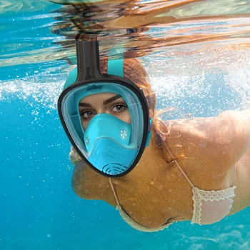 viso veido snorkelio kaukė Snorkeling su fotoaparato laikikliu 180 laipsnių panoraminis vaizdas Anti-Fog apsaugos nuo nuotėkio nardymo rinkinys suaugusiems vaikams