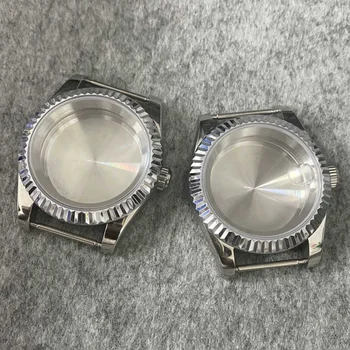 39mm laikrodžio dėklo krumpliaračių žiedai Nerūdijančio plieno laikrodžių dėklas su safyro stiklu Vyriški laikrodžių priedai tinka NH35 / NH36 judėjimui