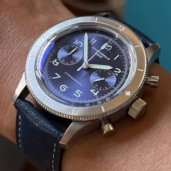 40mm laikrodis vyrams Klasikinis vyriškas kvarcinis chronografas Laikrodis VK64 mineralinis stiklas 50M Neperšlampama mėlyna suknelė Prabangūs rankiniai laikrodžiai Vyriški