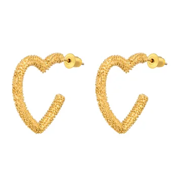 Plaktuko širdies lankelio auskaras moterims,18k Paauksuota meilės forma Nerūdijančio plieno postamentų ausų papuošalai