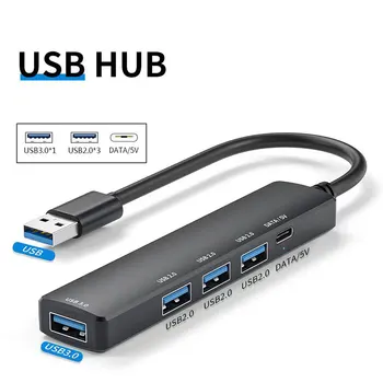 USB HUB C tipo adapteris su USB 3.0 2.0 USB C DUOMENYS Perdavimo 5V maitinimo šaltinis nešiojamiesiems kompiuteriams 
