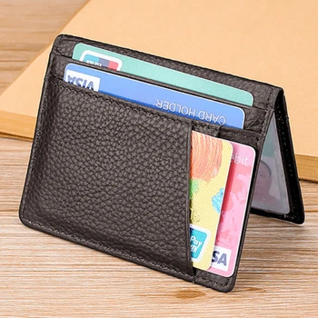 Super Slim minkšta piniginė 100% natūralios odos mini kreditinių kortelių laikiklis Kelių lizdų monetų piniginė piniginė Piniginės kortelių laikikliai Vyriška piniginė