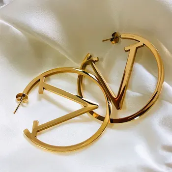 Nauji V raidės auskarai 18k paauksuotas nerūdijančio plieno dizaineris įkvėpė papuošalų lankelio auskarą moterims mergaitėms 2023 m