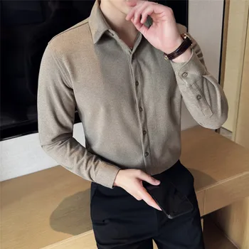 Vyriški marškiniai Rudens žiemos stori šilti vilnoniai marškiniai vyrams Aukštos kokybės korėjietiški prabangūs drabužiai 