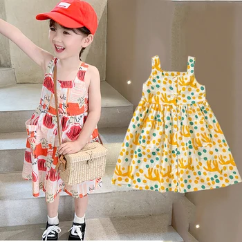 2022 Vasaros mergaičių suknelė Gėlėtos suknelės vaikams Berankovės Vaikų mados suknelė Mažylio mergaičių drabužiai Kūdikių princesės drabužiai