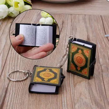 Mini Ark Korano knyga Tikras popierius gali skaityti arabų kalba Korano raktų pakabukas musulmonų papuošalai