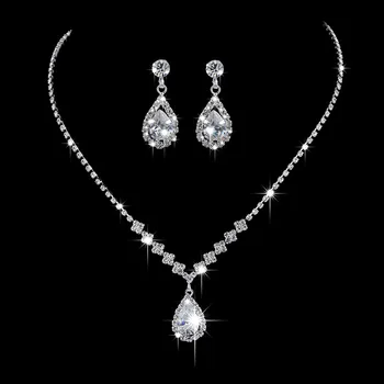 925 Sterling Silver Fashion Crystal Pakabukas Auskarai Papuošalų rinkinys moterims Merginos Vestuvių sužadėtuvės Madingi papuošalai