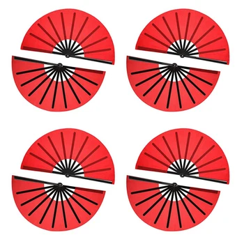 8 vnt Didelis sulankstomas ventiliatorius nailoninis audinys Rankinis sulankstomas ventiliatorius Kinų Kung Fu Tai Chi ventiliatoriaus dekoravimo sulankstomas rankinis ventiliatorius (raudonas)