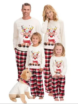 2023 Kalėdos Šeima Atitinkantys pižamų komplektai Suaugusieji Vaikai Šeima Išvaizda Apranga Viršus +Kelnės 2Vnt Xmas miego kostiumas Vaikiškas kombinezonas