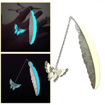 Drugelio pakabukas Pažymėkite elegantišką metalinę plunksną Žymė su drugelio pakabuku Retro mielos knygos žymeklis vaikams Dovana namams