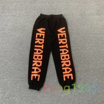 Black Vertabrae Letters Two Printing Sweatpants Men Women Best Quality Jogger Drawstring Casual Pants Kelnės