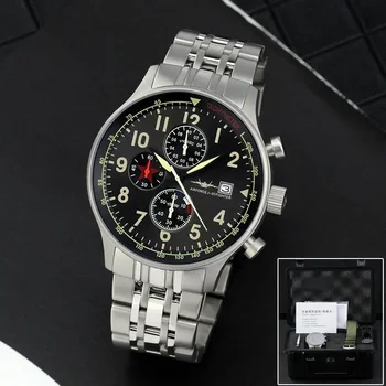 43mm Klasikinis F-20 armijos kvarcinis laikrodis Chronografas Neperšlampamas šviečiantis kalendorius Nerūdijančio plieno safyro stiklas Madingas vyriškas laikrodis