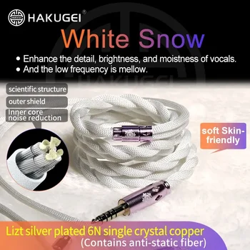 HAKUGEI White Snow Litz sidabru dengtas 6N vieno kristalo varinių ausinių atnaujinimo kabelio ausinių linija 
