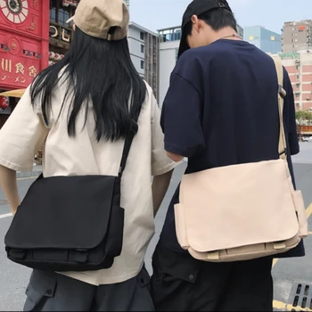Koliažiniai studentų mokykliniai krepšiai Moterys ir vyrai Unisex Crossbody Krepšiai Multipockets Messenger Bag Simple Nylon Shoulder Bag Bolso de Mujer
