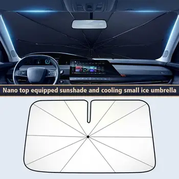 Modernizuotas automobilio priekinio stiklo saulės atspalvio skėtis su 360° pasukama rankena automobilio priekinio lango dangtis automobiliui Sunsha D2M8