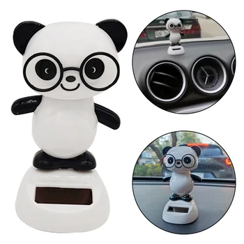 Gražūs akiniai Panda Saulės energija Besisukanti lėlė Automobilio salonas Ornamentas Dovana Sėkmės Interjero dekoracijos Automobilio prietaisų skydelis Žaislai