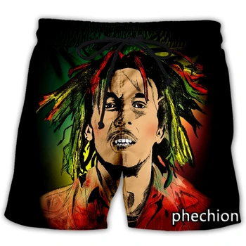 phechion Nauja mada Vyrai/Moterys Bob Marley 3D Spausdinti Laisvalaikio šortai Naujovė Gatvės drabužiai Vyrai Laisvi sportiniai šortai L71