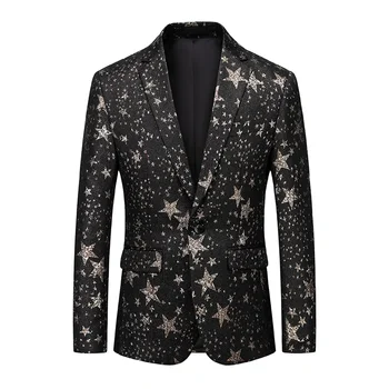 2023 Pavasaris ir ruduo Naujas vyriškas viengubo kostiumo paltas Penkių taškų žvaigždute atspausdintas plonas tinka viengubas kostiumas