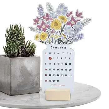 Žydinčių gėlių stalo kalendoriai 2024 m. Rašomieji vazos formos kalendoriai Kompaktiško stalo planavimo priemonė Metų planuotojai valgomojo stalui prie lovos