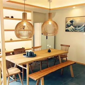 Tarpvalstybiniai gamintojai Japonijos retro medienos šviestuvas Kūrybinis restoranas Šalis Restorano apšvietimas Tatami Birdcage lempos