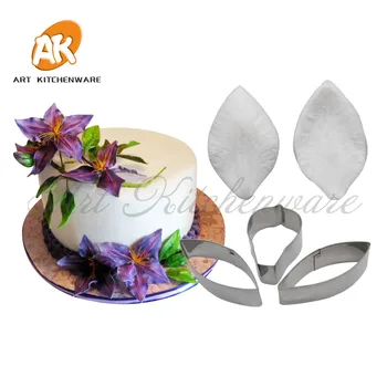 5vnt/komplektas Clematis Impression Gėlių pelėsių silikono venų liejimo formos tortas Dekoravimas Fondant Sugarcraft tortas Forma cukraus gėlei