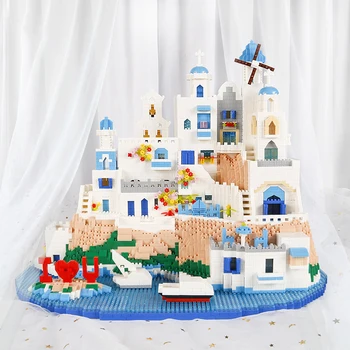 Love Sea Street View architektūros serija Mikrodalelių statybinių blokų surinkimas Darbalaukio dekoravimo dėlionės modelis Vaikiški žaislai